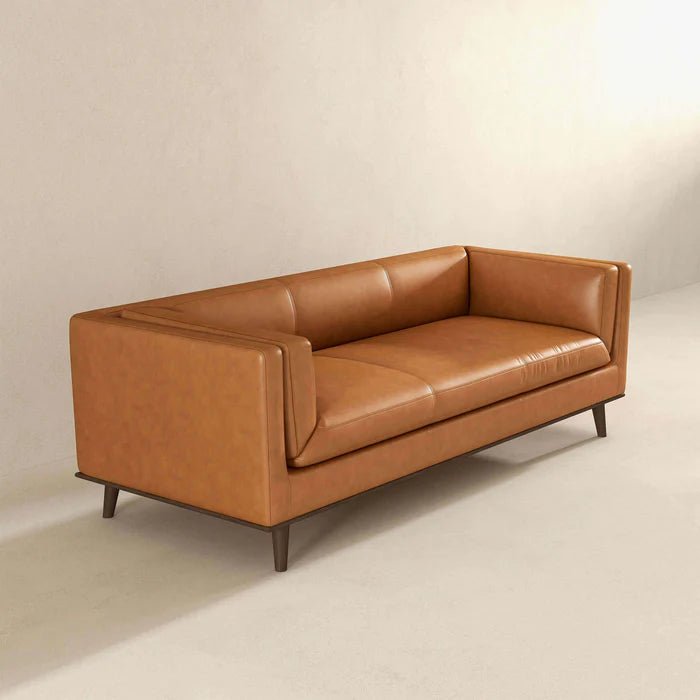 Cassidy Tan Genuine Leather Couch - The Sturdy Wood Company