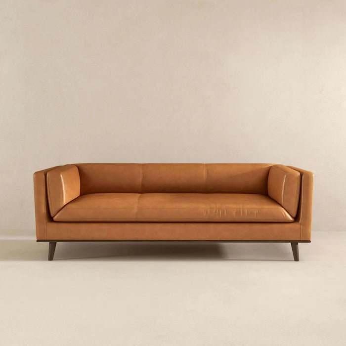 Cassidy Tan Genuine Leather Couch - The Sturdy Wood Company