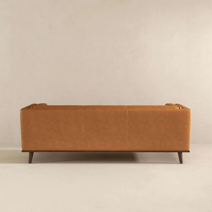 Cassidy Tan Genuine Leather Couch - The Sturdy Wood Company