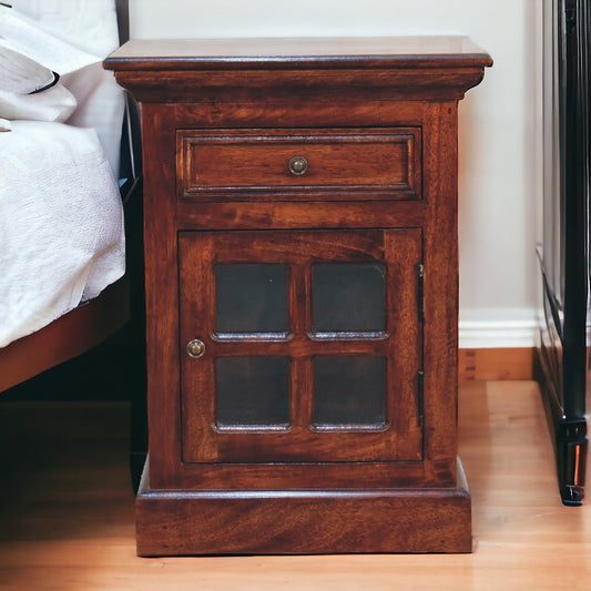 Cherry Bedside with Glazed Door - The Sturdy Wood Company