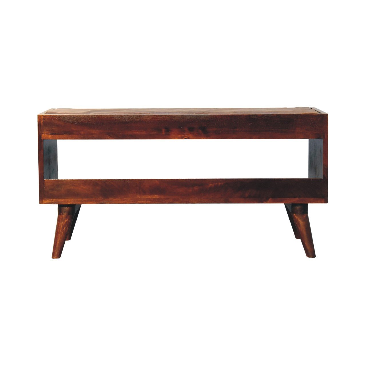 Chestnut Bench with Brown Leather Seatpad - The Sturdy Wood Company