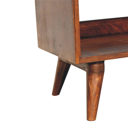 Chestnut Bench with Brown Leather Seatpad - The Sturdy Wood Company