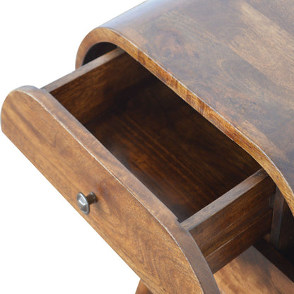 Chestnut Circular Bedside Table - The Sturdy Wood Company