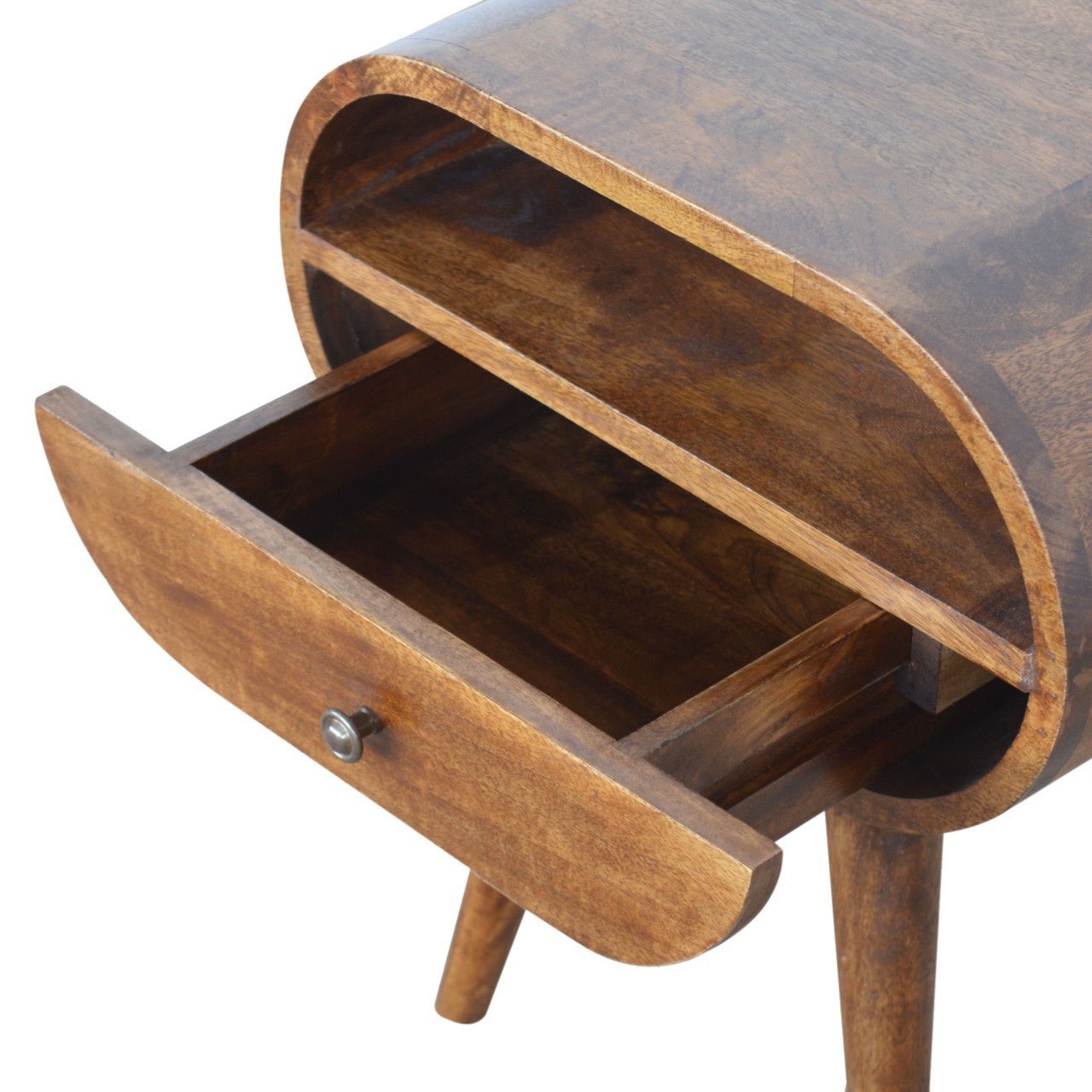 Chestnut Circular Open Bedside - The Sturdy Wood Company