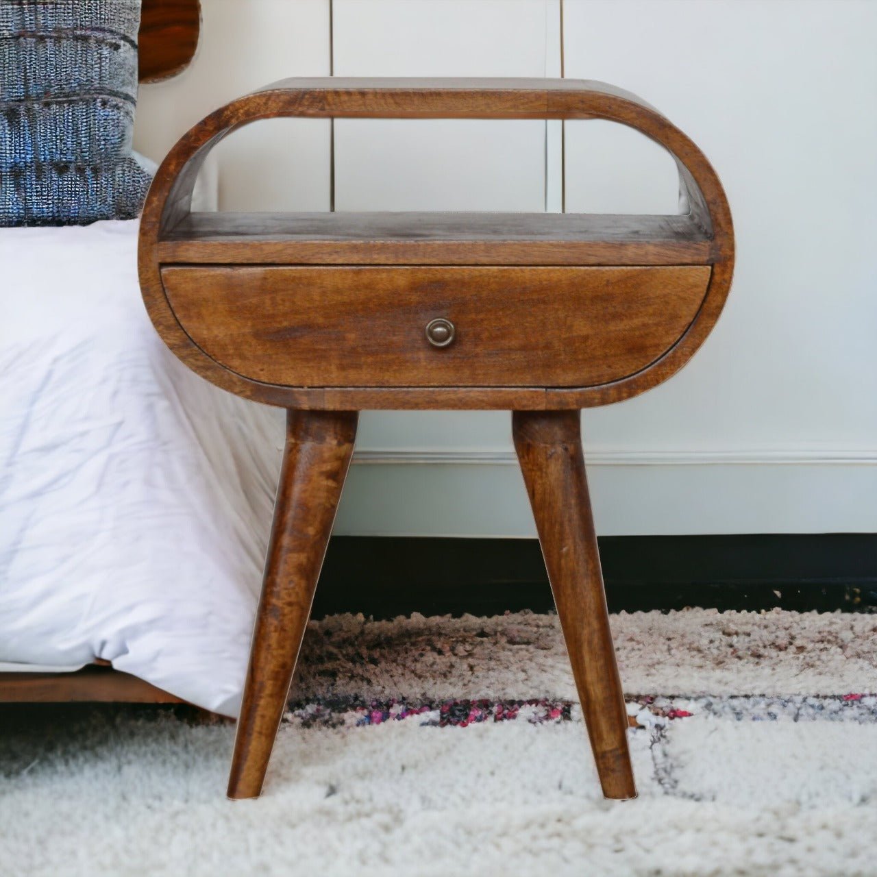 Chestnut Circular Open Bedside - The Sturdy Wood Company