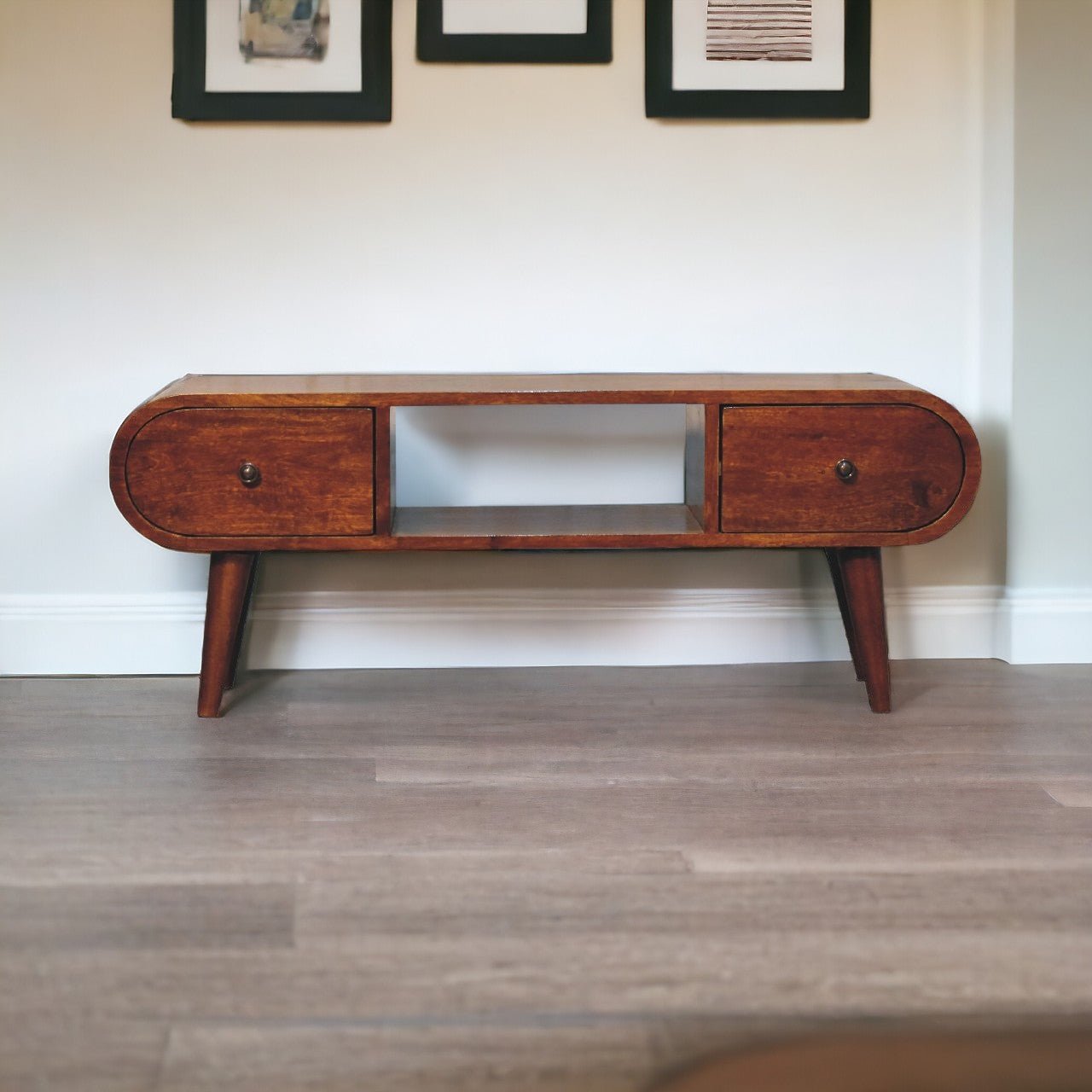 Chestnut Circular TV Unit - The Sturdy Wood Company