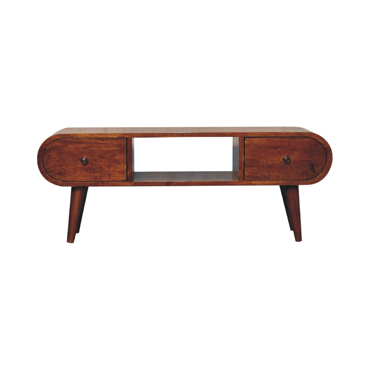 Chestnut Circular TV Unit - The Sturdy Wood Company