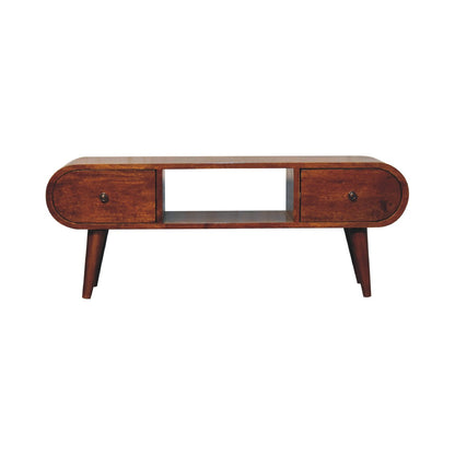 Chestnut Circular TV Unit - The Sturdy Wood Company