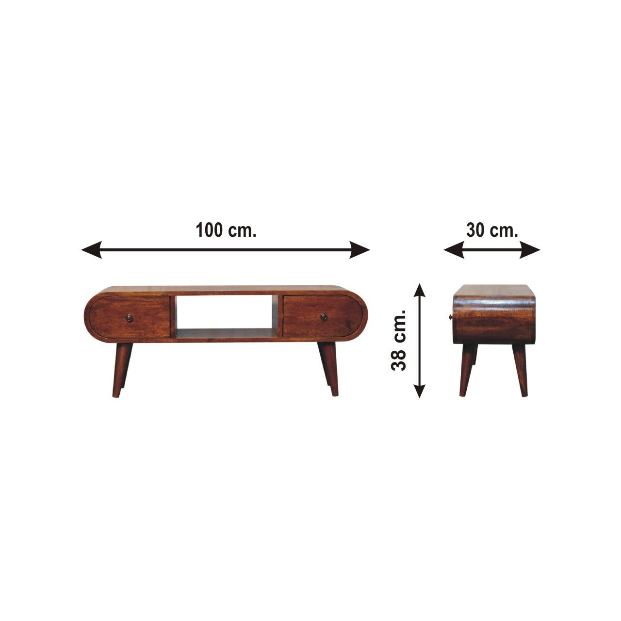 Chestnut Circular TV Unit - The Sturdy Wood Company