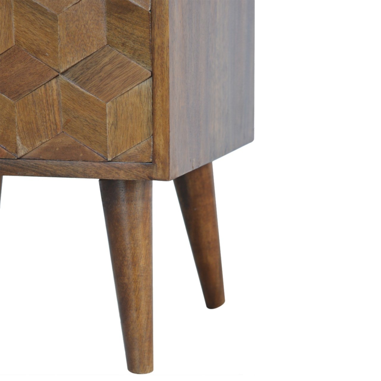 Chestnut Cube Carved Bedside - The Sturdy Wood Company