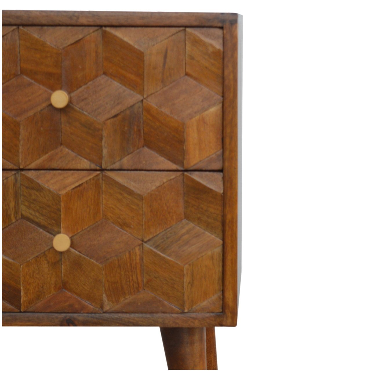 Chestnut Cube Carved Bedside - The Sturdy Wood Company