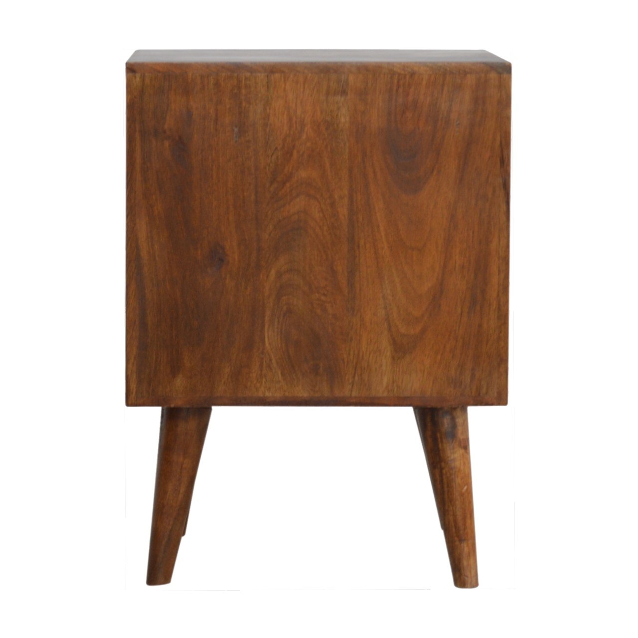 Chestnut Cube Carved Bedside - The Sturdy Wood Company