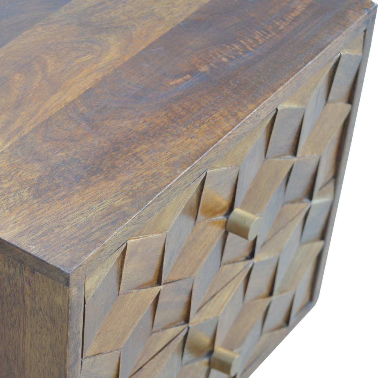 Chestnut Cube Carved Bedside - The Sturdy Wood Company