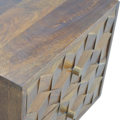 Chestnut Cube Carved Bedside - The Sturdy Wood Company