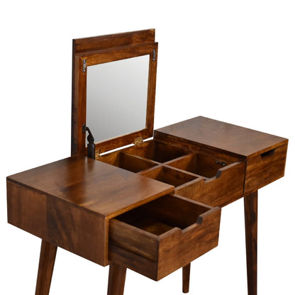 Chestnut Foldable Mirror Table - The Sturdy Wood Company