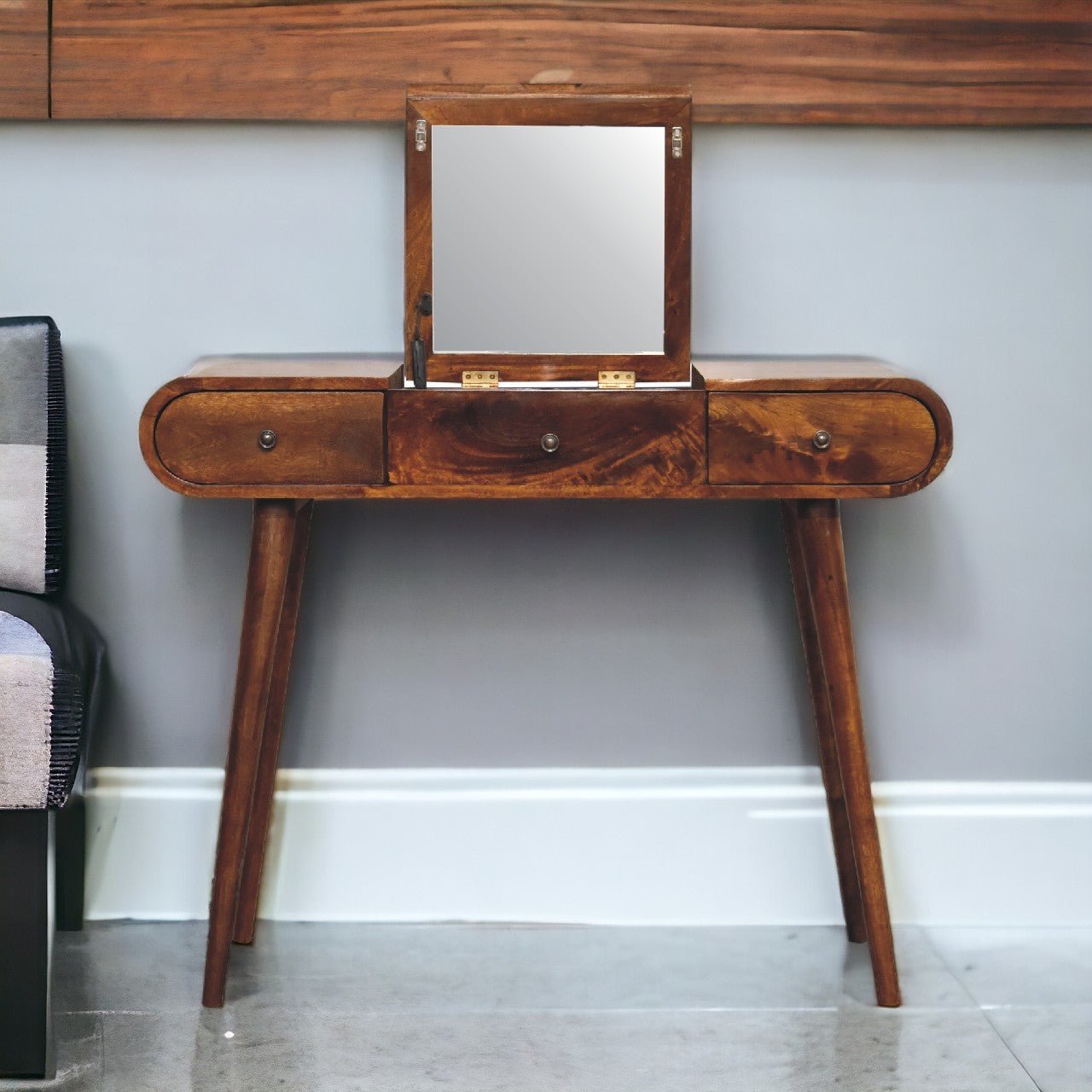 Chestnut Mirror Dressing Table - The Sturdy Wood Company