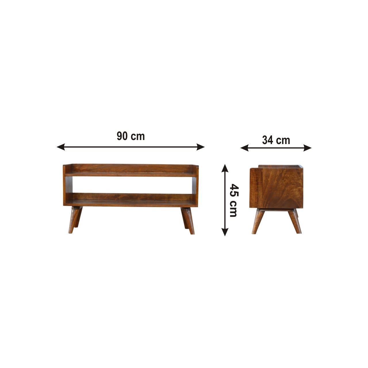 Chestnut Nordic Storage Bench - The Sturdy Wood Company