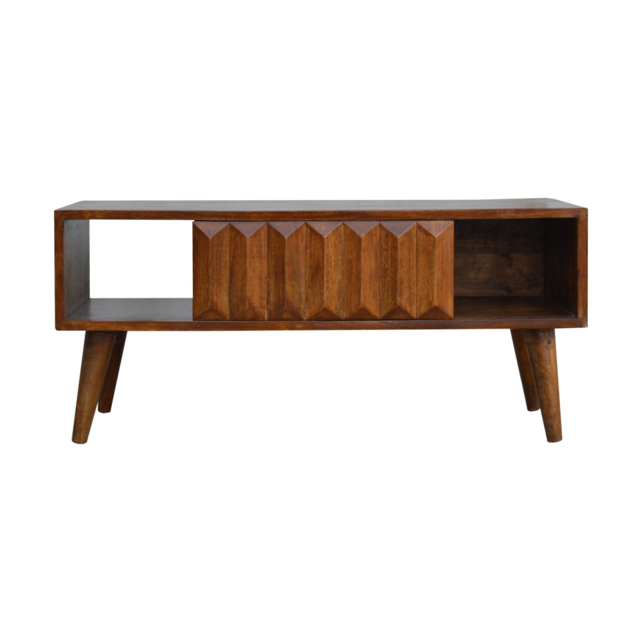 Chestnut Prism Sliding Media Unit - The Sturdy Wood Company