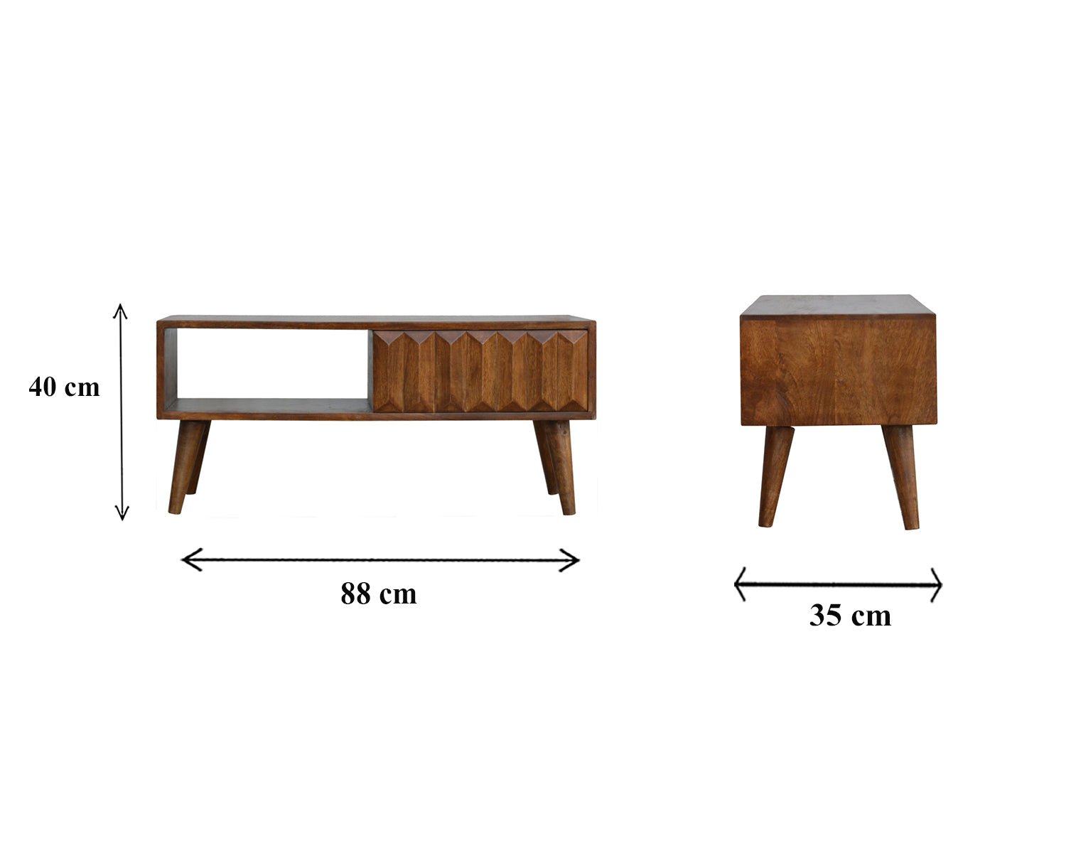 Chestnut Prism Sliding Media Unit - The Sturdy Wood Company