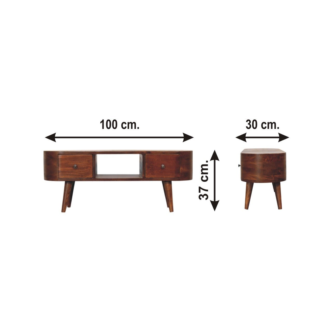 Chestnut Round Open Media Unit - The Sturdy Wood Company