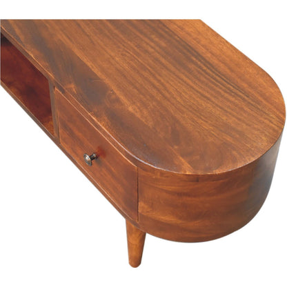 Chestnut Round Open Media Unit - The Sturdy Wood Company