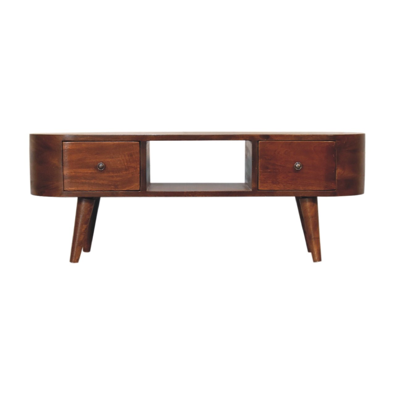 Chestnut Round Open Media Unit - The Sturdy Wood Company