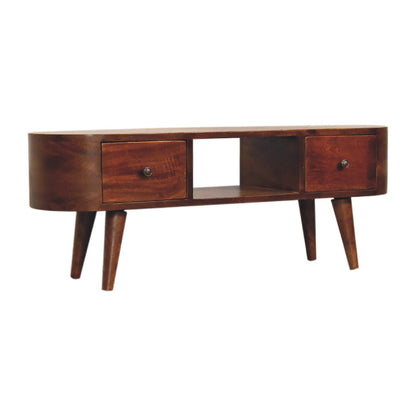 Chestnut Round Open Media Unit - The Sturdy Wood Company