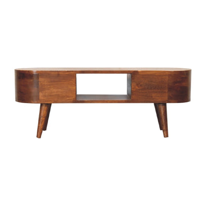 Chestnut Round Open Media Unit - The Sturdy Wood Company