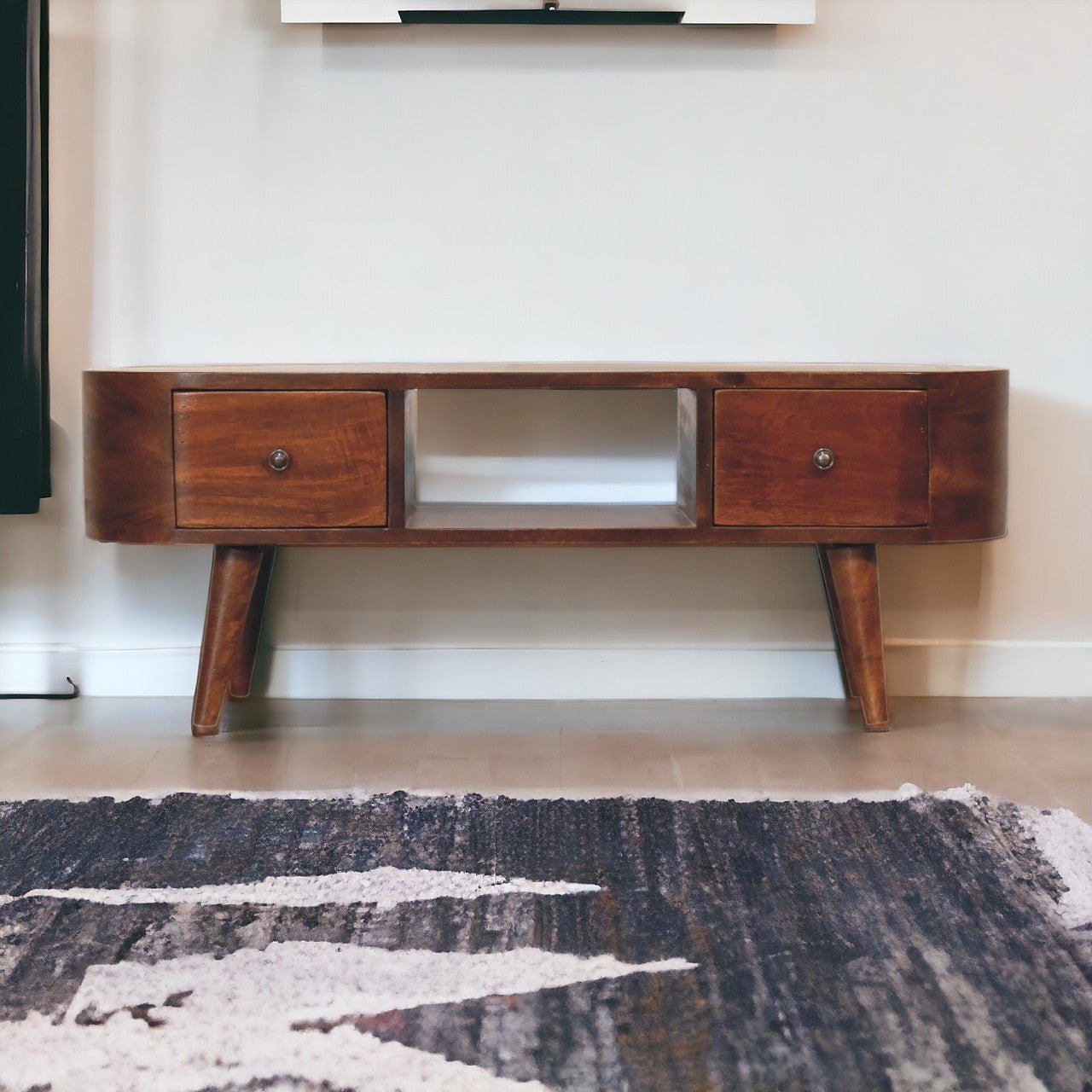 Chestnut Round Open Media Unit - The Sturdy Wood Company