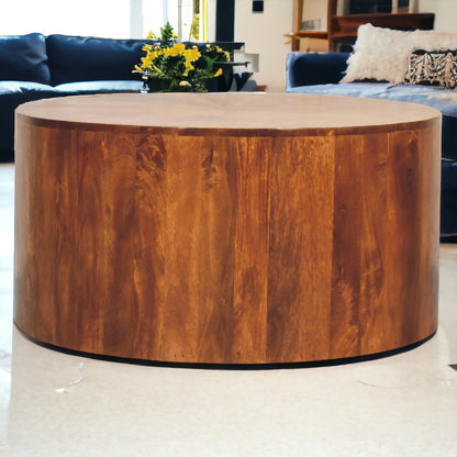 Chestnut Round Wooden Coffee Table - The Sturdy Wood Company