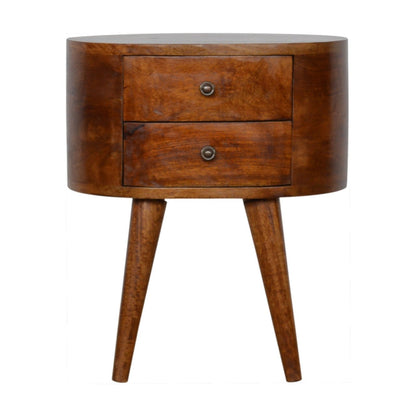 Chestnut Rounded Bedside Table - The Sturdy Wood Company