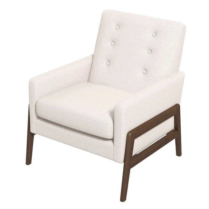 Cole Solid Wood Beige Velvet Lounge Chair - The Sturdy Wood Company