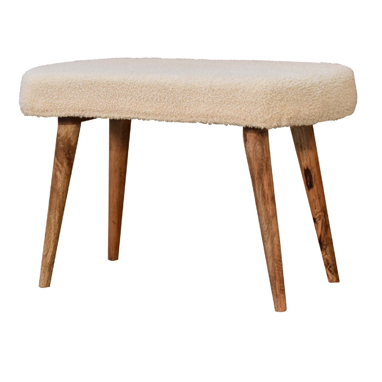 Cream Boucle Nordic Bench - The Sturdy Wood Company