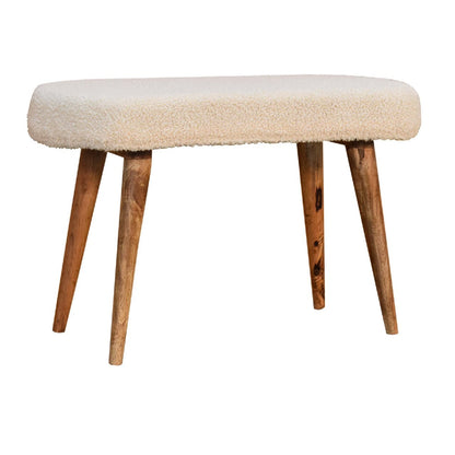 Cream Boucle Nordic Bench - The Sturdy Wood Company