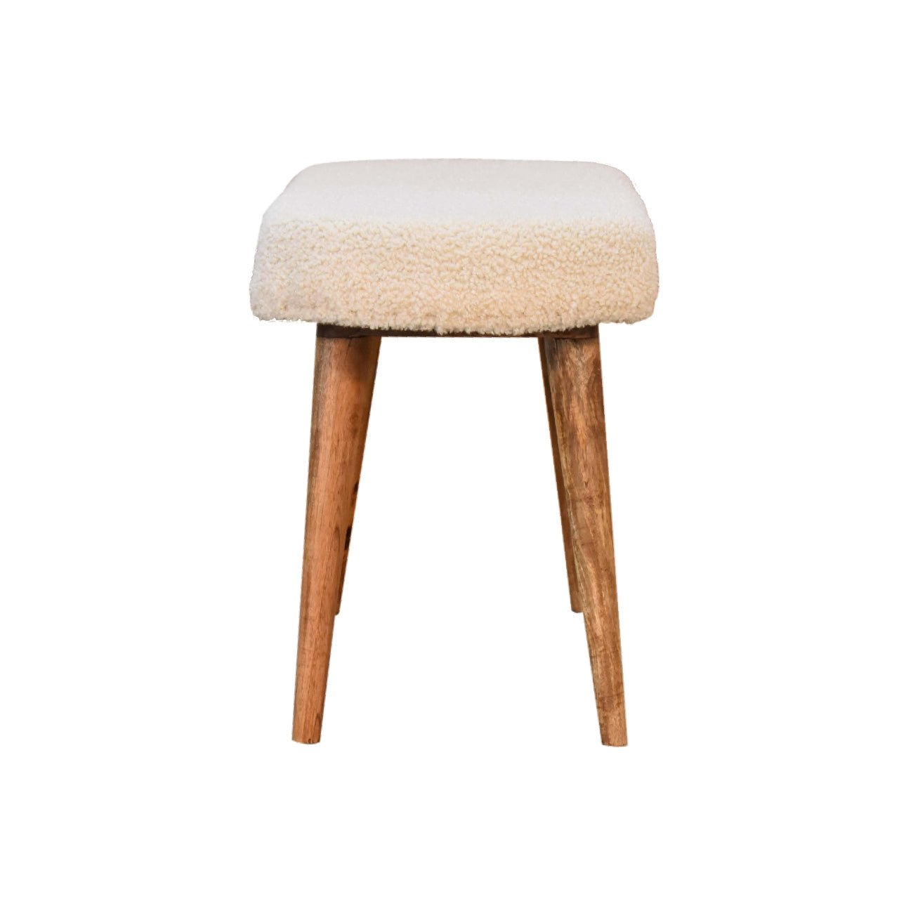 Cream Boucle Nordic Bench - The Sturdy Wood Company