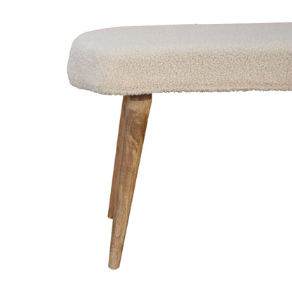 Cream Boucle Nordic Bench - The Sturdy Wood Company