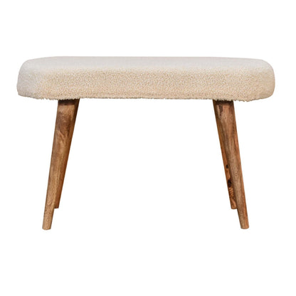 Cream Boucle Nordic Bench - The Sturdy Wood Company