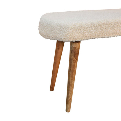 Cream Boucle Nordic Bench - The Sturdy Wood Company