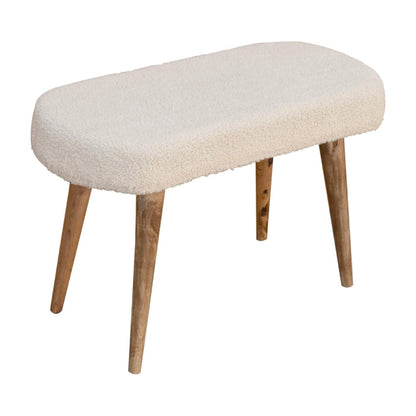 Cream Boucle Nordic Bench - The Sturdy Wood Company