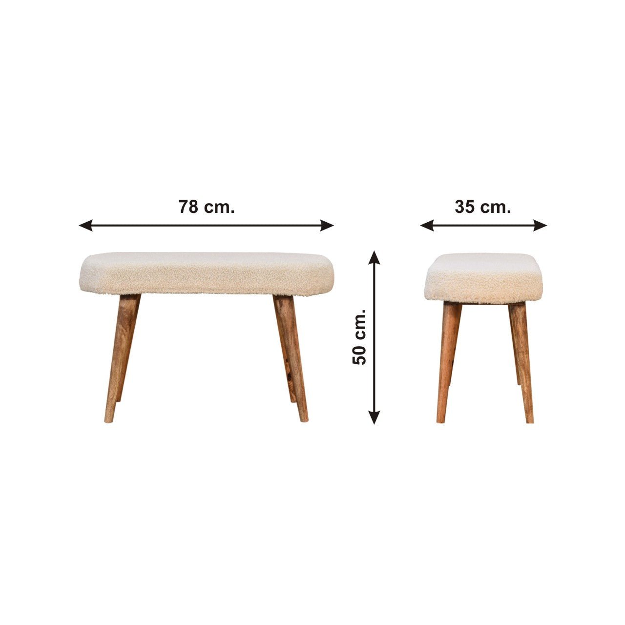 Cream Boucle Nordic Bench - The Sturdy Wood Company