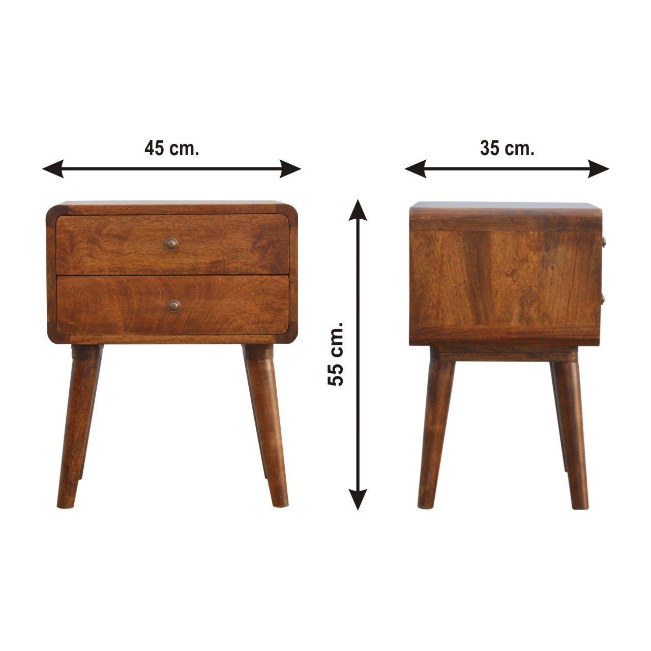 Curved Chestnut Bedside - The Sturdy Wood Company