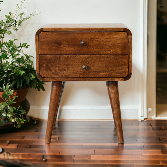 Curved Chestnut Bedside - The Sturdy Wood Company