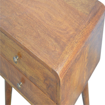 Curved Chestnut Bedside - The Sturdy Wood Company