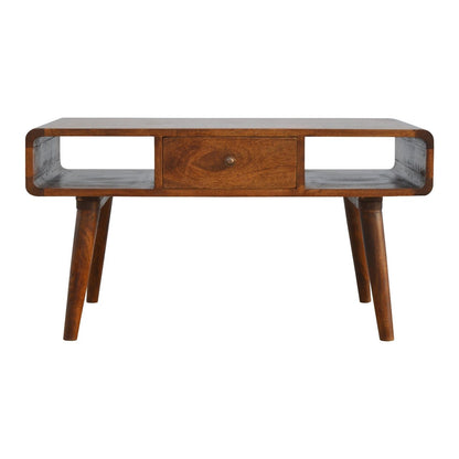 Curved Chestnut Coffee Table - The Sturdy Wood Company