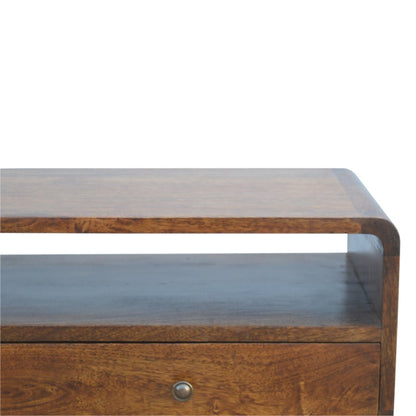 Curved Chestnut Console Table - The Sturdy Wood Company