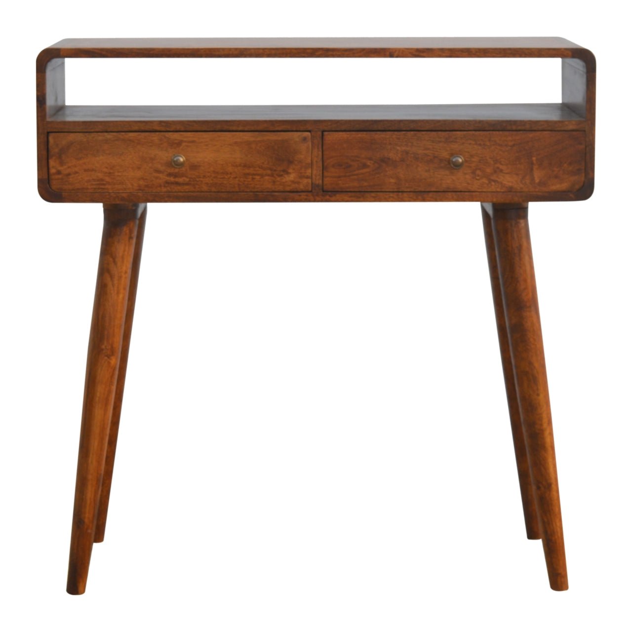 Curved Chestnut Console Table - The Sturdy Wood Company