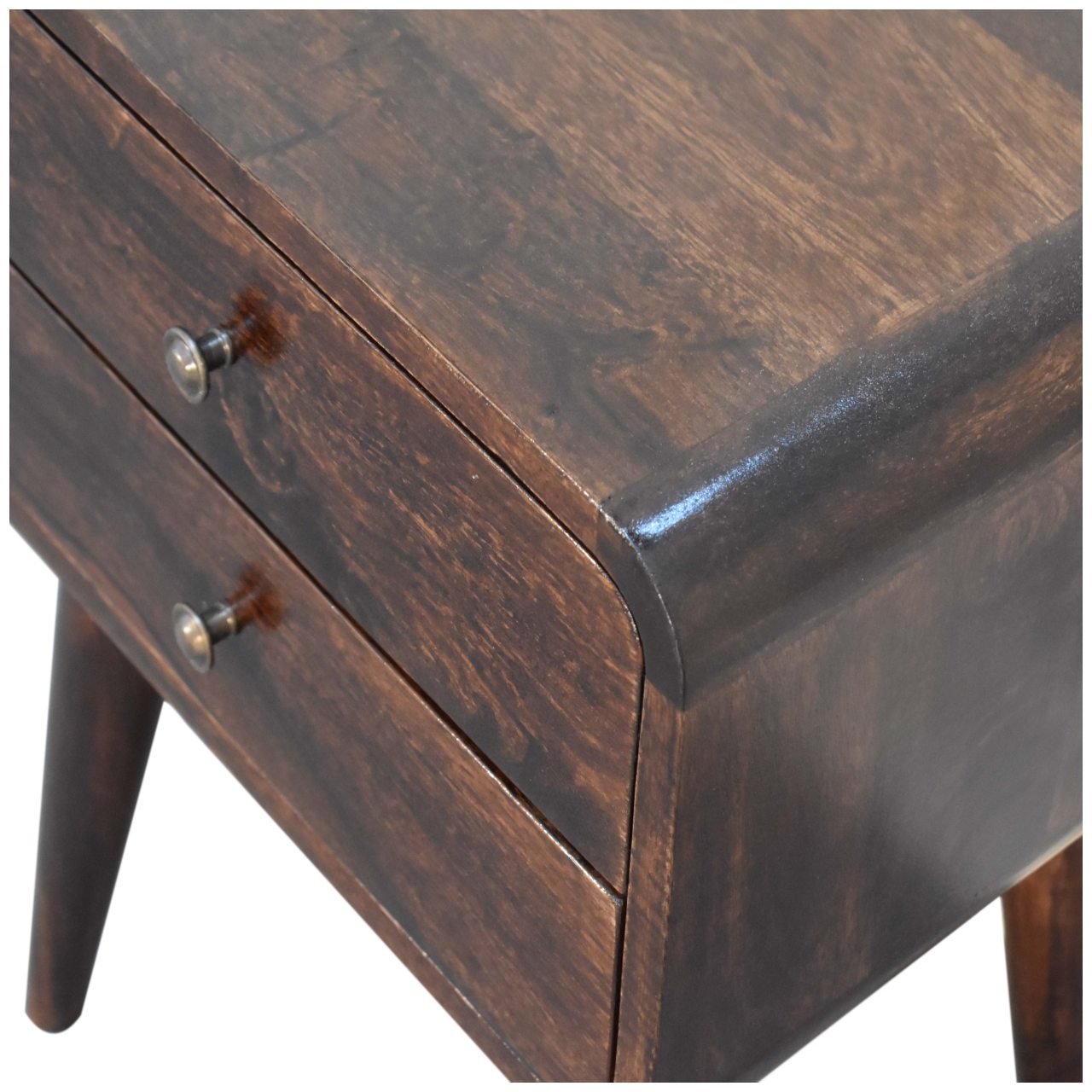 Curved Dark Walnut Bedside - The Sturdy Wood Company