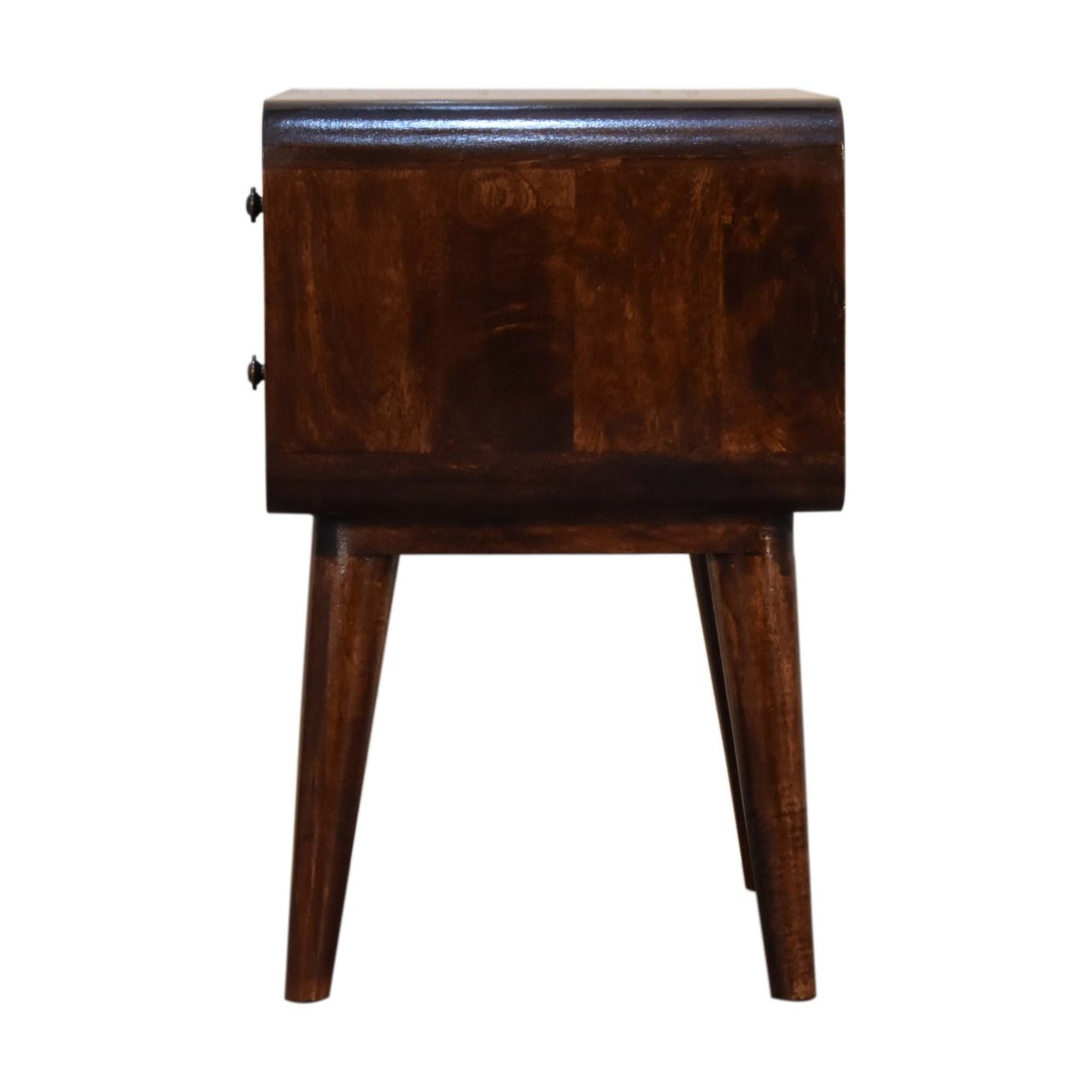 Curved Dark Walnut Bedside - The Sturdy Wood Company