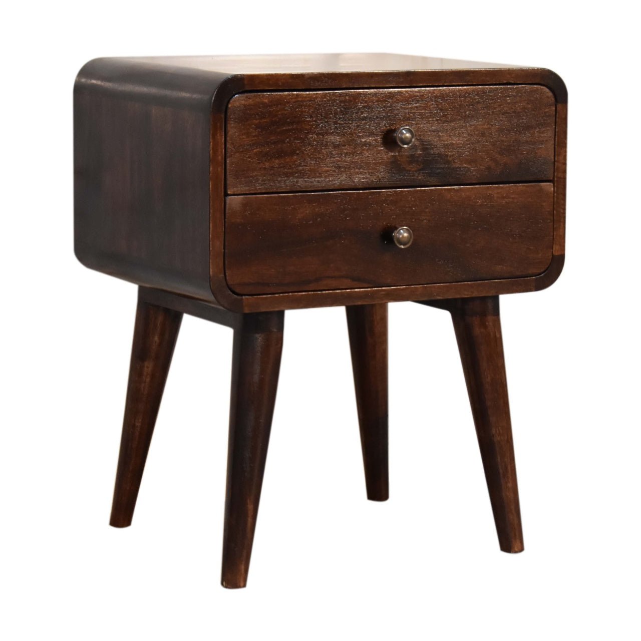 Curved Dark Walnut Bedside - The Sturdy Wood Company