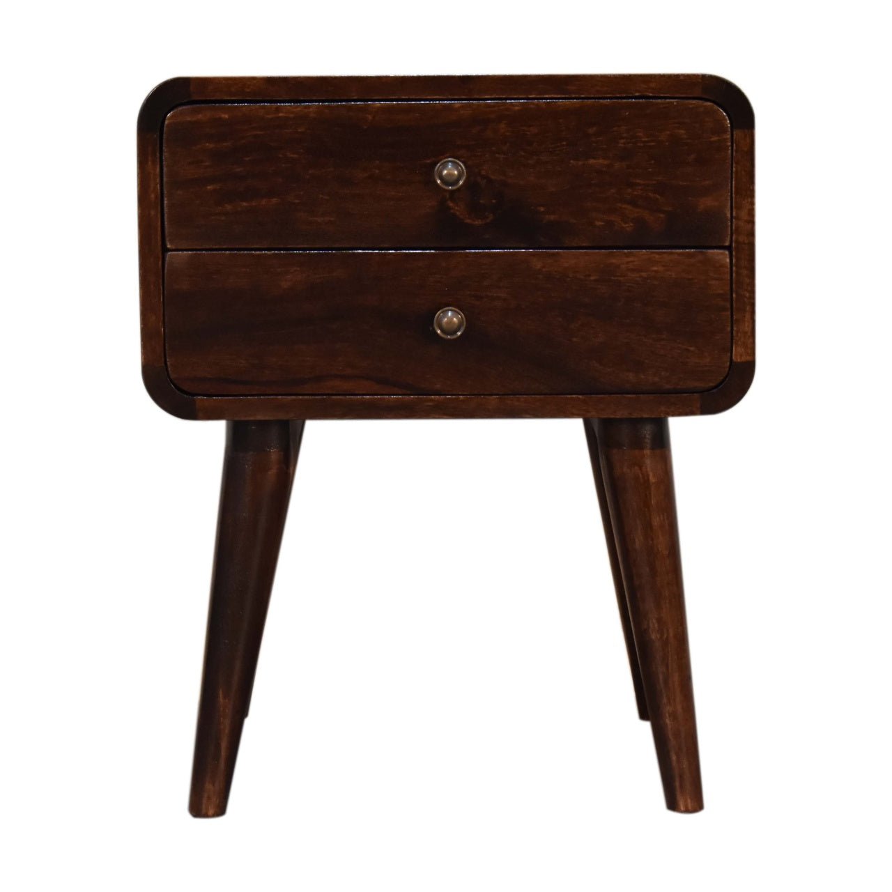 Curved Dark Walnut Bedside - The Sturdy Wood Company